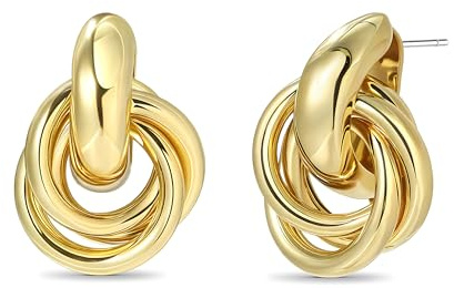 14k Vergoldete Gold Ohrringe für Damen Statement Geometrische Ohrringe Hypoallergene Modische Creolen Schmuck