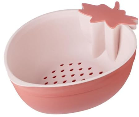 Hemobllo Cestino Scolapasta Doppio Livello in Plastica Rosso Jujube Ciotola Lavaggio Cucina Multifunzione Scolapasta Frutta e Ortaggi Design Fragola Riutilizzabile