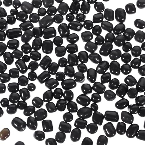 Angoily Graviers Aquarium Décoratifs Verre Noir Galets Polis pour Eau Douce Cailloux Polyvalents pour Aquarium et Bonsaïs