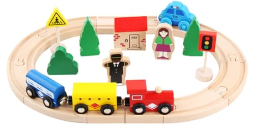 Gogogmee Holzspielzeug Kinderpuzzle Eisenbahn Waggon-Set aus Buchenholz für Pädagogisches Spielzeug für Junge Mädchen Puzzlespielzeug