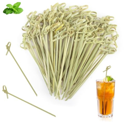 DBALL 300 Pièces Brochettes à Cocktail en Bois Naturel 12 CM en Bambou avec Nœud Original Pour Les Aliments Des Doigts Les Petites Collations Les Antipasti Et Les Cocktails