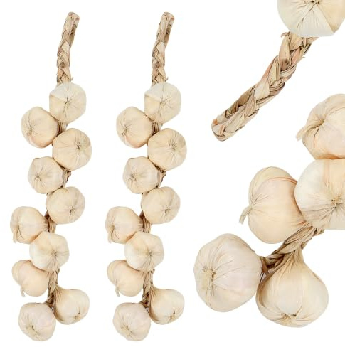 JSMTKJ Juego de 2 ristras de ajo Artificial de Espuma, decoración Realista | para cocina, hogar, jardín, otoño, Halloween y accesorios fotográficos