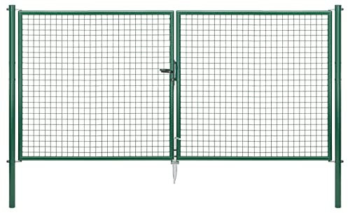 Alberts 603120 Wellengitter-Doppeltor | verschiedene Breiten und Höhen | verzinkt grün | Pfosten 60 mm | Höhe 150 cm | Breite 300 cm