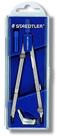 Staedtler Mars Basic - Compasso Scuola Media Elementare e Superiore, Include Astuccio e Tubetto Mine, Ideale per Cancelleria Scuola Ufficio e Cartoleria - Materiale Scolastico e Cose per la Scuola