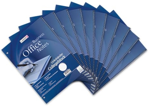 Landré Linkshänder-Collegeblock A4 liniert, 80 Blatt, gelocht, blau, 10 Stück