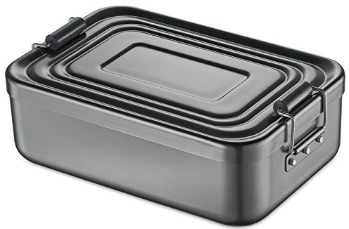Küchenprofi Lunchbox aus Aluminium | für Erwachsene und Kinder | Brotdose mit Fächern, verstellbar | mit Silikondichtung | 18 × 12 × 5,5 cm | anthrazit