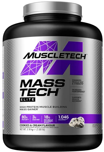 MuscleTech Mass Tech Weight Gainer, 3180g 7LBS, Geschmack:Cookies & Cream