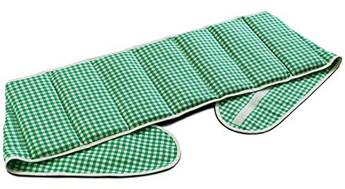 Traubenkernkissen zum Umbinden - Gürtel mit Klettverschluss ca. 135cm - 7-Kammer Wärmekissen XXL Körnerkissen - grün-weiß