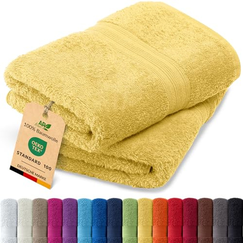 AR Line Arizona 2er Set Handtuch 50x100 cm – 100% Baumwolle, 500 g/m², weich & saugstark, in Farbe: Gelb