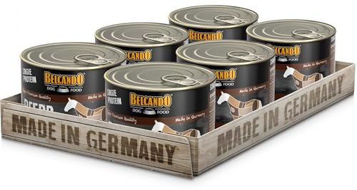 BELCANDO Single Protein Nassfutter für Hunde, Pferd, 6X 200g Dose, sortenreines Hundefutter nass, für alle Rassen, Made in Germany