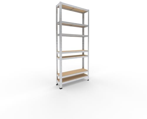 shelfplaza Home 180x80x23cm Schwerlastregal verzinkt mit 7 Böden x 125kg | Kellerregal · Lagerregal · Metallregal · Regale für Kellerraum · Steckregal · Abstellraum Regal