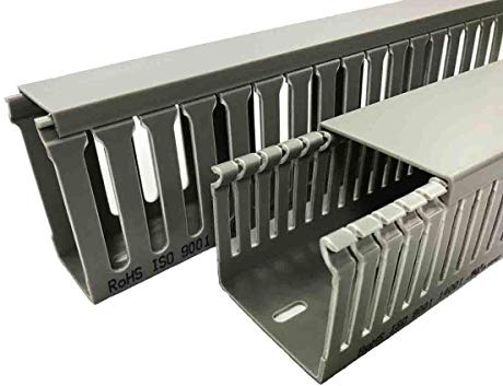 RS PRO Canal de cableado Gris, 60 mm x 60 mm, plástico, Longitud 1 m, Pared Lateral Abierta, Paquete de 4 Unidades