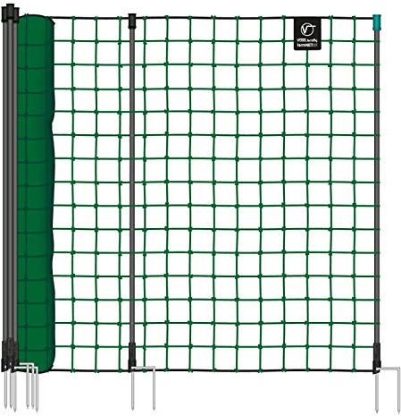 VOSS.farming Filet Non électrifiable pour volailles farmNET, 25 m de Long, 135 cm de Haut, 2 Pointes, Vert, Filet pour Animaux domestiques, clôture de Jardin