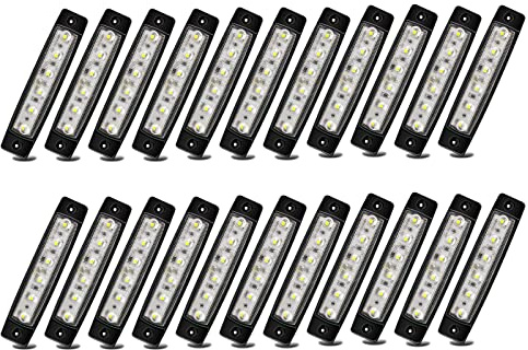 Biqing 20Pcs Feux de Gabarit Latéraux LED,24V Feux Latéraux Eclairage LED Arrière Avant Indicateur de Position en Lumière Imperméable pour Camion Remorque Camion Bus Bateau,Blanc