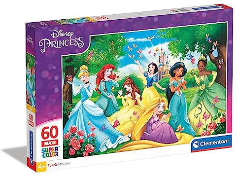 Clementoni 26471 Maxi Princess – Puzzle 60 Teile ab 4 Jahren, farbenfrohes Kinderpuzzle mit extra großen Puzzleteilen, Geschicklichkeitsspiel für Kinder