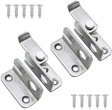 CYIOU 2PCS Serrure de Porte Coulissante,Cadenas Petite,Petit Loquet en Acier Inoxydable,Loquet de Sécurité Ouvert à Droite pour Portes Fenêtres Salles de Bains Armoires et Tiroirs (avec Vis)