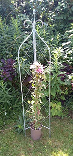 Inspirational Gifting Beautiful Verdigris metal obelisk plant support trellis made from three folding panels - new this season! PF10