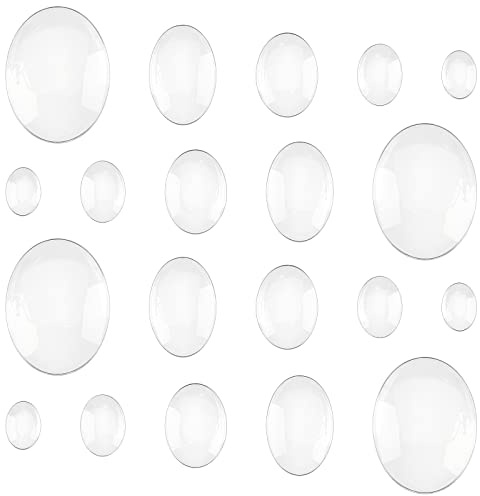 PH PandaHall 5 Größen Clear Ovale Cabochons, 100 Stück Klarglasfliesen Flatback Runde Cabochons Dome Cameo Perlen Kristallverzierungen Für DIY Fotoanhänger Ohrring Halskette, 14/18/25/30/40 mm