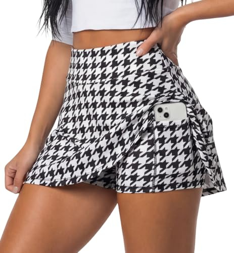 Falda para mujer con pantalones cortos interiores y bolsillo para el, Pata de Gallo, L
