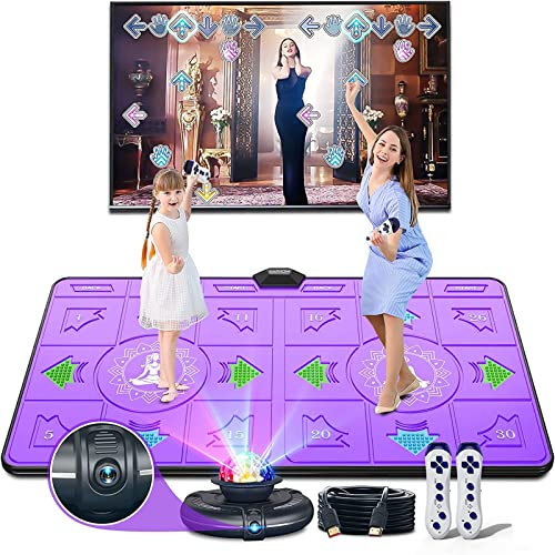 Tappetino da ballo con impugnatura wireless, tappetino da ballo per giochi di danza per TV, tappetino da ballo elettronico musicale con videocamera HD, tappetino da ballo per doppio utente HDMI Tappet