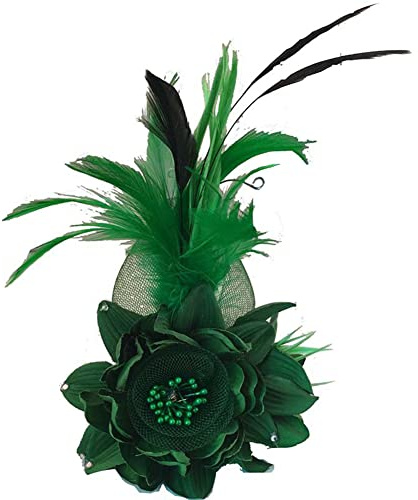 Feder Brosche,Damen Fascinator Hut Feder Haarclip Elegante Ansteckblume Brosche Blume mit Perlen Brosche Feder Kopfschmuck Anstecknadel Abzeichen für Fasching Haarklammer Hochzeit Bankett Party
