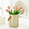 Vaso Fiori Ceramica Piccolo Vaso 15cm, Vasi Decorativi Interno Moderni, Vaso da Borsetta Vaso a Bocca Larga con Manico, Vaso Pampa in Stile Scandinavo per Casa, Festa, Matrimonio, Giallo Crema