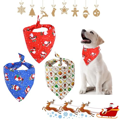 Hundhalsduk jul, hund jul halsduk, 3 stycken hundhalsdukar, hundar bandana huvuddukar, hundhalsduk jul present, bandana för hund, hundar bandana huvuddukar