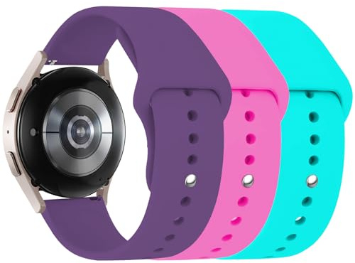 3 Stück Silikon Armband für Samsung Galaxy Watch 40mm 44mm 43mm 47mm, 20mm Sport Band Weiches Ersatz Uhrenarmband für 7 6 5 4 Classic