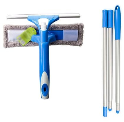 Window Cleaning Kit, 150cm Window Squeegee Cleaning Equipment Kit, 180 Degrees Rotation Head Extendable Window Cleaner Tool, Glass Cleaning Tools for Indoor/Outdoor High Window