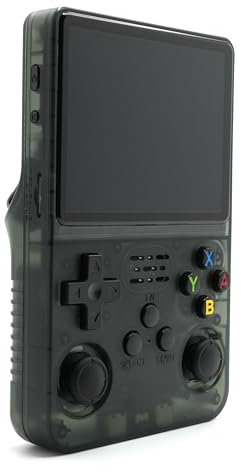 Retrotech Consola de videojuegos portátil R36S con 15000 juegos integrados (negro transparente)
