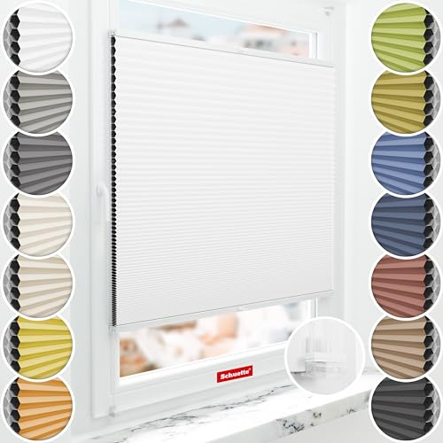 Schuette® Wabenplissee ohne Bohren ● Blackout x Honey ● Moonlight (Weiß) ● 70x200cm (Breite x Höhe) ● Suprafix Klemmhalter Incognito X ● 60 Sekunden Montage