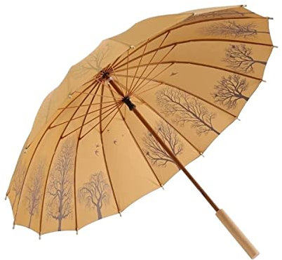 REEKOS Sturmfest Regenschirm Regenschirme Bambus-Golfschirm, Strapazierfähiger, Extra Großer, Langer Regenschirm Mit Bambusgriff, Kompakter Stockschirm, Golfschirm Schirm Stark (Color : A)