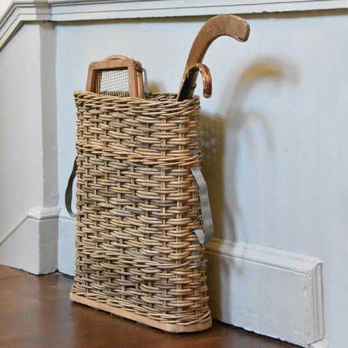 Generic Rattan Natural Umbrella Stand, Home Hallway Woven Wicker Wood Umbrella Storage Basket, H60cm, Stylish Umbrella Pot