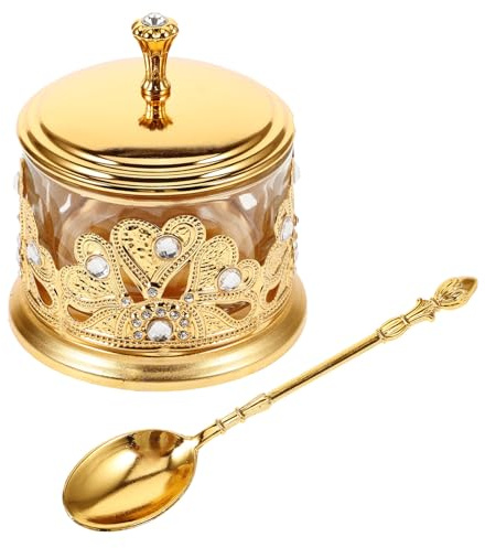 ABOOFAN Barattolo Per Condimenti Con Coperchio E Cucchiaio Zuccheriera In Vetro Metallico Contenitore Per Sale E Contenitore Per Condimenti Per Cucina Ristorante