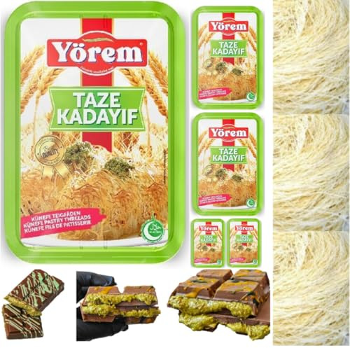 Oz Kadayıf Lot de 5 fils de pâte très fins taze kadayıf 500 g avec Pufai Grocery