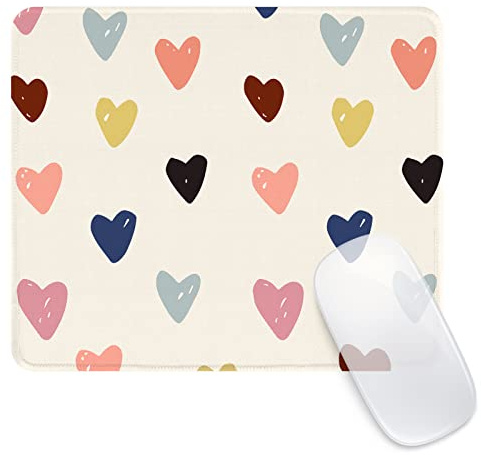 Ksriylm Mauspad,Quadratisches Niedliches Herzform Mouse Pad,für Büro und Zuhause,Mousepad mit Motiv,wasserdichtes Mousepad,rutschfeste Gummiunterseite,Computer-Mauspads für kabellose Maus