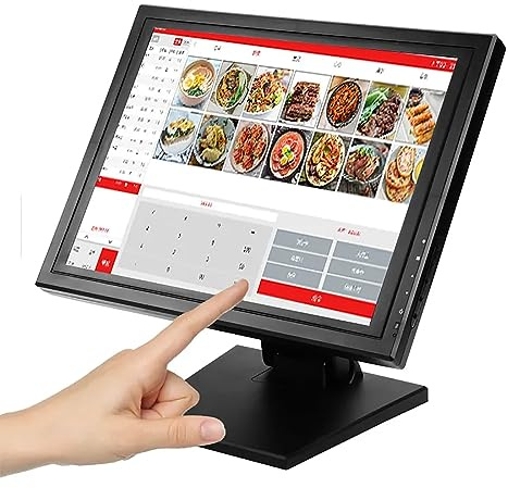 CHANGLKJ Multi-Touch Monitor, 15-Inch Capacitive Touchscreen Monitor with VGA and HDMI Port, 1024 * 768 Resolution and Adjustable Base Angle, For Cashier, Restaurant Ordering, Warehouse, Retail, Gym