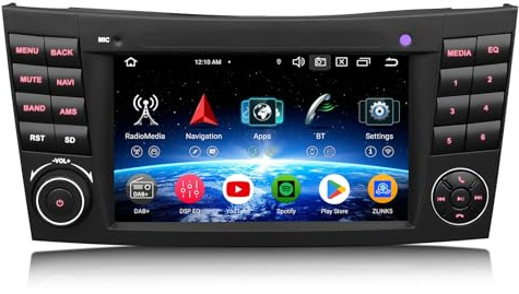 Erisin 8-kärna 4 GB RAM 64 GB ROM 7 tum 2 Din Android 14 bilradio Bluetooth för Mercedes Benz E klass W211 CLS klass W219 stöder GPS navigation CarPlay Android Auto WiFi DSP DAB OBD2 USB RDS