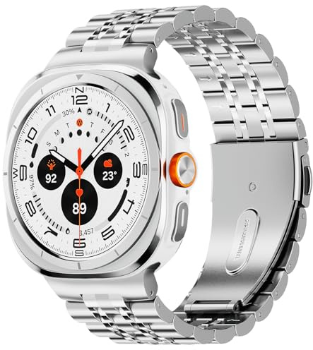 SUNDAREE Kompatibel mit Samsung Galaxy Watch Ultra 2 2026/2025/2024 Armband 47MM,No Gap Glänzend Herren Damen Edelstahl Smartwatch Metallarmband Metall Uhrenarmband für Ultra2 SM-L715/SM-L705,Silber