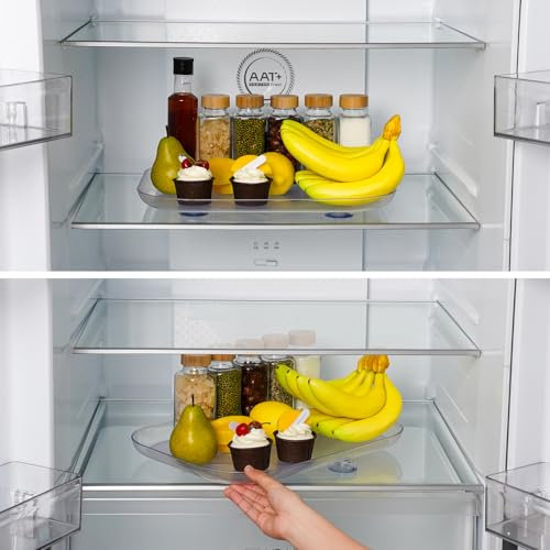 LAGAHS Lazy Susan Turntable Fridge Organisers, 15.75in/40cm Clear Rectangular Fridge Organizer and Storage, 360 Rotating Plate with Non-Slip for Cabinet, Table, Pantry