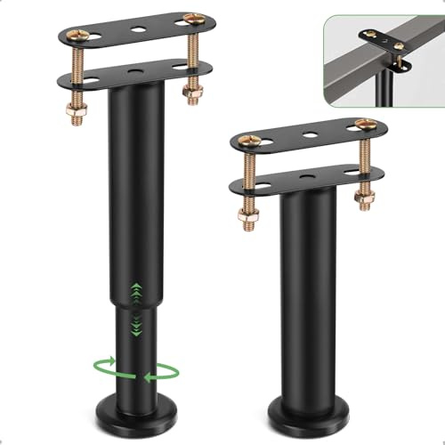 HUALIANG Bed Support Legs, 2 Pcs Adjustable Bed Legs, Retractable Furniture Support Feet, Metal Bed Feet Heavy Duty Bed Center Frame Slat Support Leg for Bed Sofa Cabinet Frame Replacement Parts 25-42