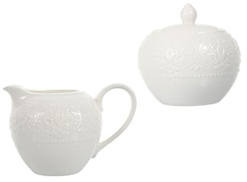 Cabilock Set De Jarra Para Leche y Azucarero De Cerámica, 2 Piezas, Tamaño Pequeño, Diseño Liso, Material Cerámico, Apto Para Hogar y Oficina, Uso En Cafeterías y Restaurantes