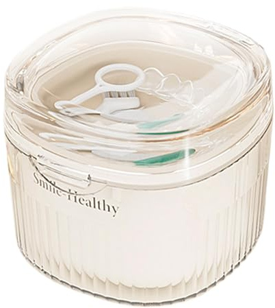 Housse de bain avec loquet, boîte de nettoyage transparente pour bretelles - Étui de dentier étanche Boîte de prothèse pour appareils orthodontiques