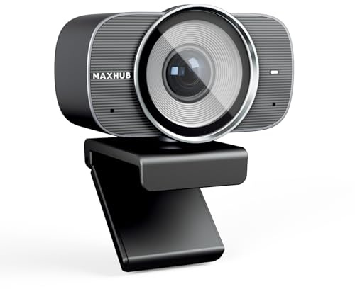 MAXHUB Videocamera per videoconferenza USB 4K, grandangolo a 120°, webcam automatica per riunioni Mac PC, sensore CMOS da 1/2,3, riduzione del rumore, connessione USB di tipo C, PC portatile