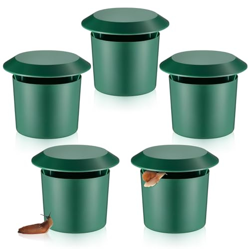 Qualirey Beer Slug Snail Traps 3.86 x 4.41 Inch Plastic Snail Trapper Bait Not Included Reusable Snails Catcher Slug House for Garden Farm(Green)