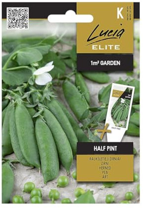 Lucia Elite | Pisellos - HALF PINT semi| Semi di ortaggi | Una varietà precoce di altezza 25 cm | Adatta per la coltivazione in vasi | Semi di Pisello | Semi di piante | Semi da giardino |1 pacchetto