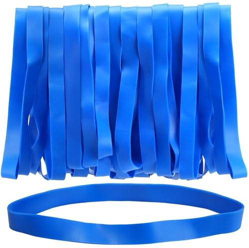 LotFancy Large Rubber Bands, 30Pcs Size #107 Big Wide Elastic Bands, Heavy Duty Long Rubber Bands for Office Supplies, Blue, 104