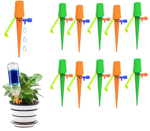 Irrigation Goutte à Goutte Kit, 12 Pièces Piquets d'arrosage Automatiques, Arrosage Plantes Automatique Système Convient à Toutes Les Bouteilles, pour Les Plantes d'intérieur et d'extérieur