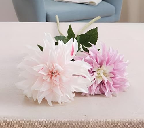 Dekoleidenschaft Lot de 2 fleurs artificielles dahlia orchidées - 79 cm de long - Plantes décoratives
