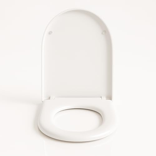 LUXEART Cleanform - Sedile WC a forma di D con abbassamento automatico, chiusura morbida, fissaggio rapido, sanitario, accessori da bagno moderni